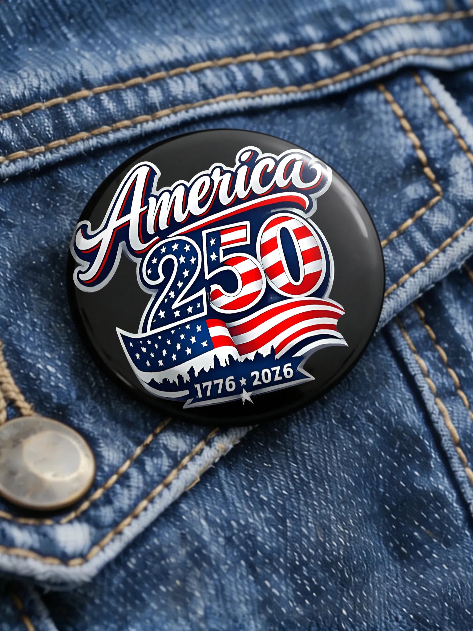 Unisex US 250 Print Pin-Back Button