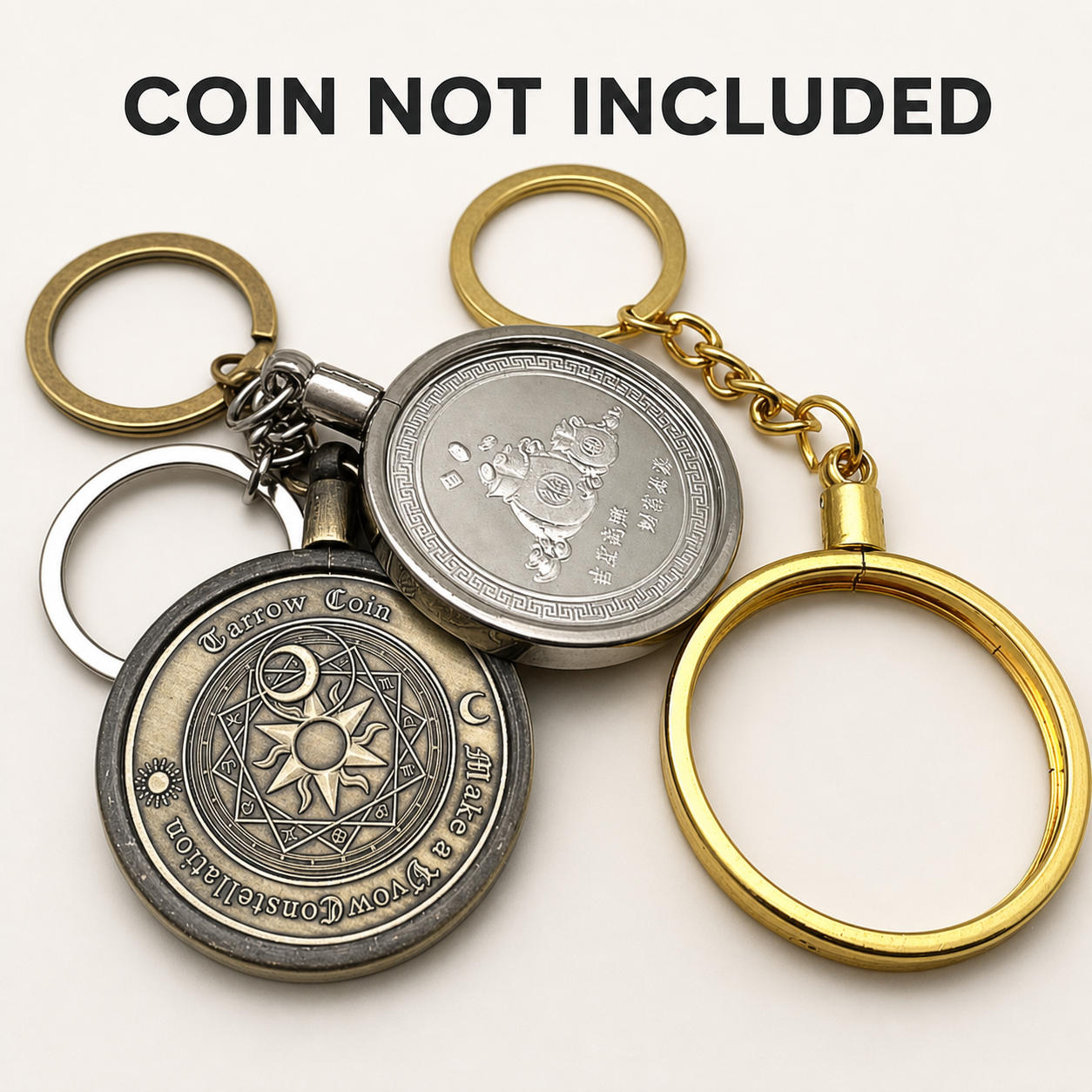 Universal Commemorative Coin Keychain Holder – Vintage Metal Coin Display Key Ring