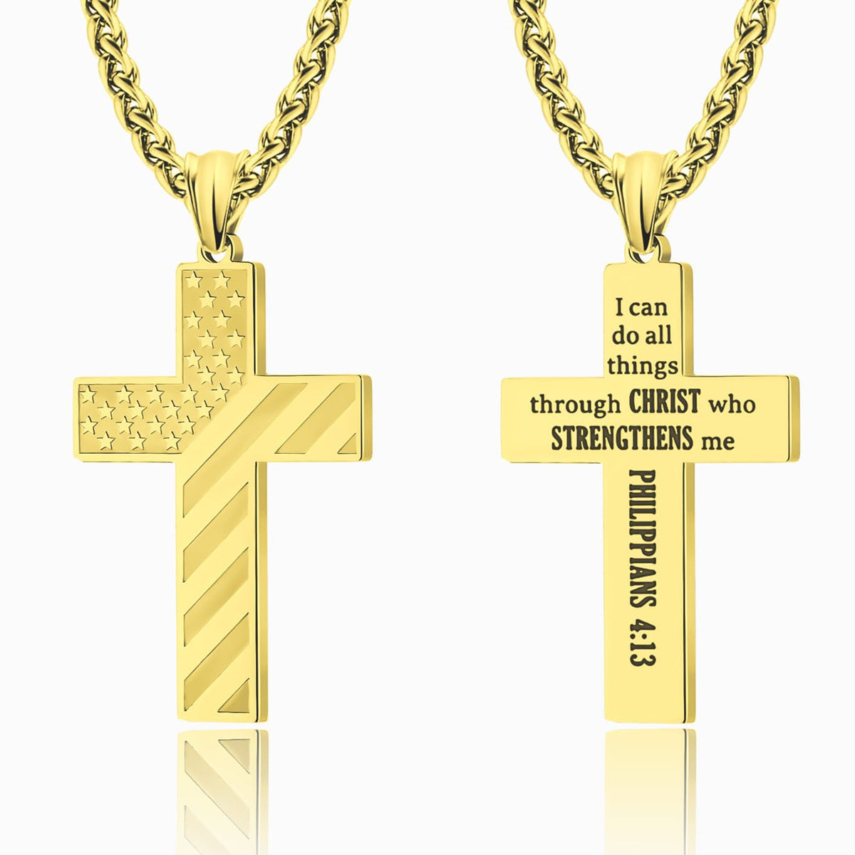 Men's American Flag Cross Necklace