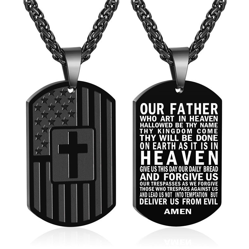 Men's Military Brand Cross Pendant Necklace