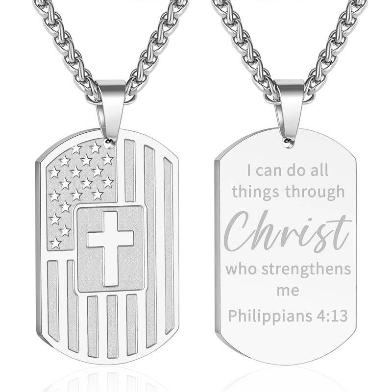 Men's Military Brand Cross Pendant Necklace
