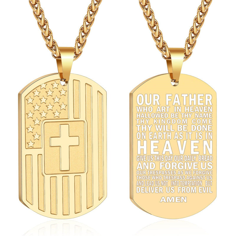 Men's Military Brand Cross Pendant Necklace