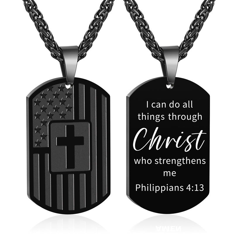 Men's Military Brand Cross Pendant Necklace