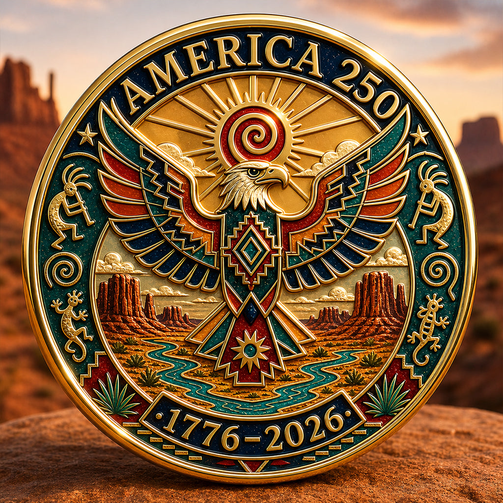 America 250th Anniversary Commemorative Coin – Southwestern Eagle & Liberty Bell Collectible Medal, 1776–2026 Patriotic Keepsake Gift