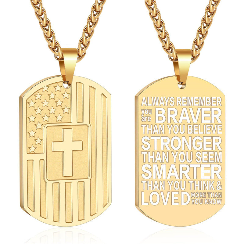 Men's Military Brand Cross Pendant Necklace