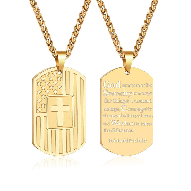 Men's Military Brand Cross Pendant Necklace