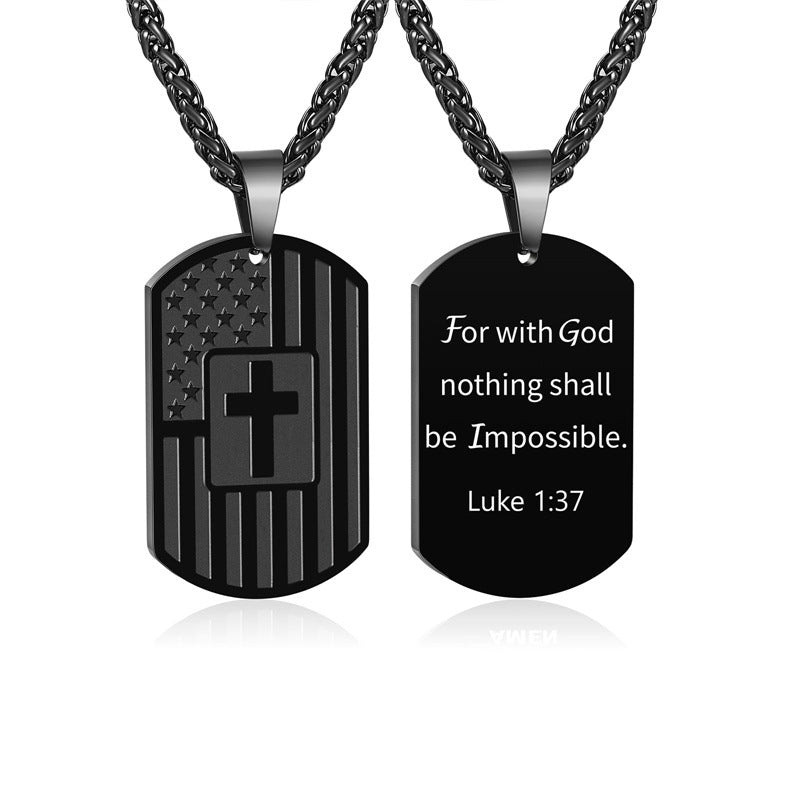 Men's Military Brand Cross Pendant Necklace