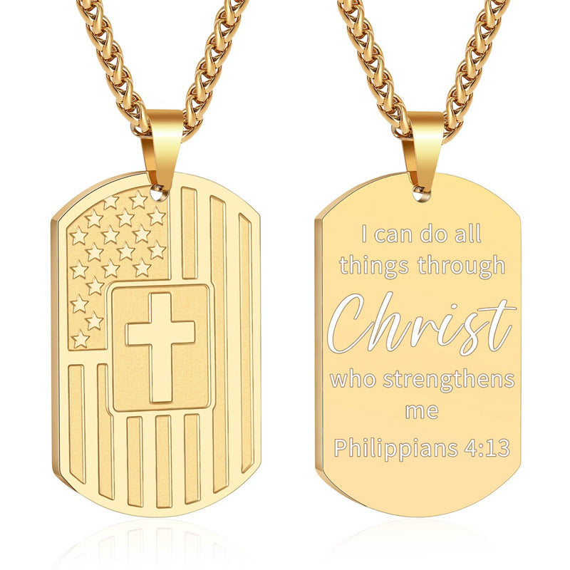 Men's Military Brand Cross Pendant Necklace