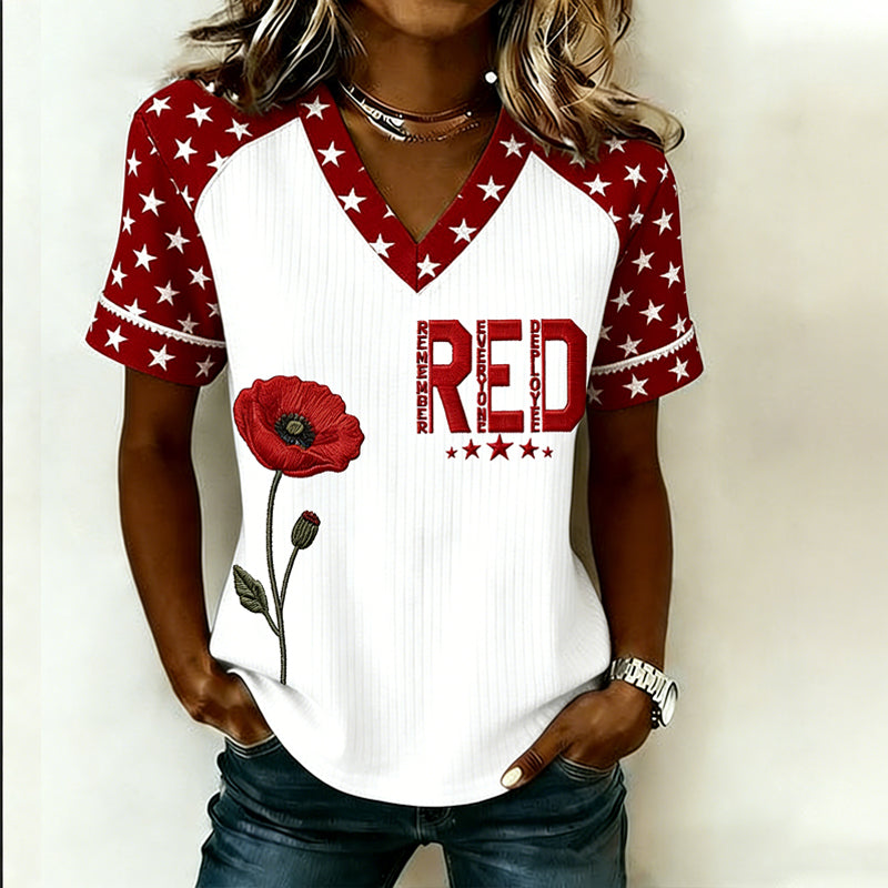 Women's Memorial Day Red Friday Printed T-Shirt