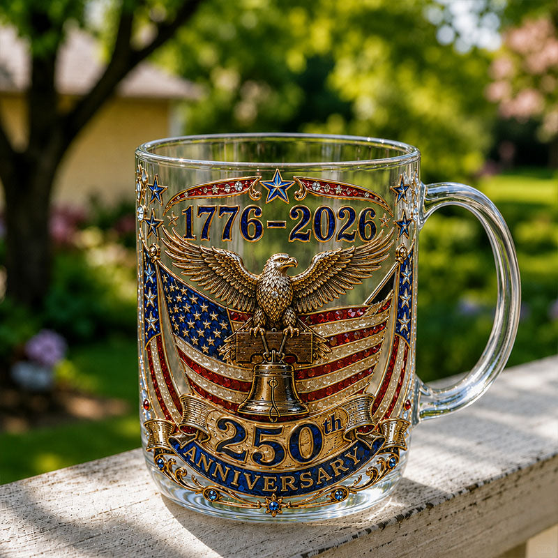 America 250 Liberty Bell Eagle Patriotic Glass Mug