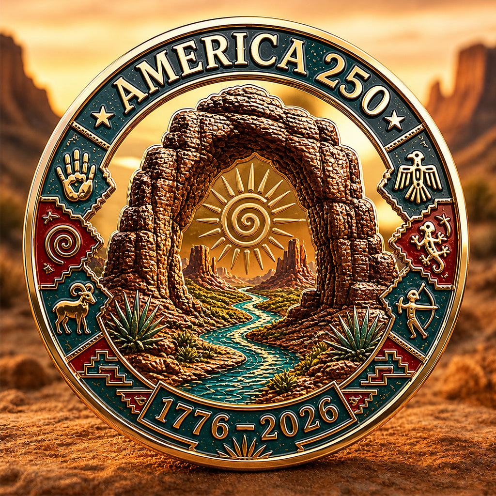 America 250th Anniversary Commemorative Challenge Coin – Southwest Heritage Eagle & Liberty Bell Design, 1776–2026 Patriotic Collectible Coin