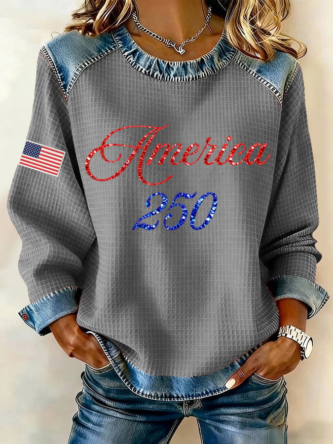Women's 250th Anniversary Patchwork Casual Sweatshirt