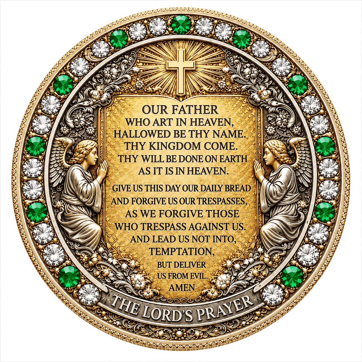 3D Lord’s Prayer & Queen of Heaven Collectible Coin – Religious Faith Keepsake