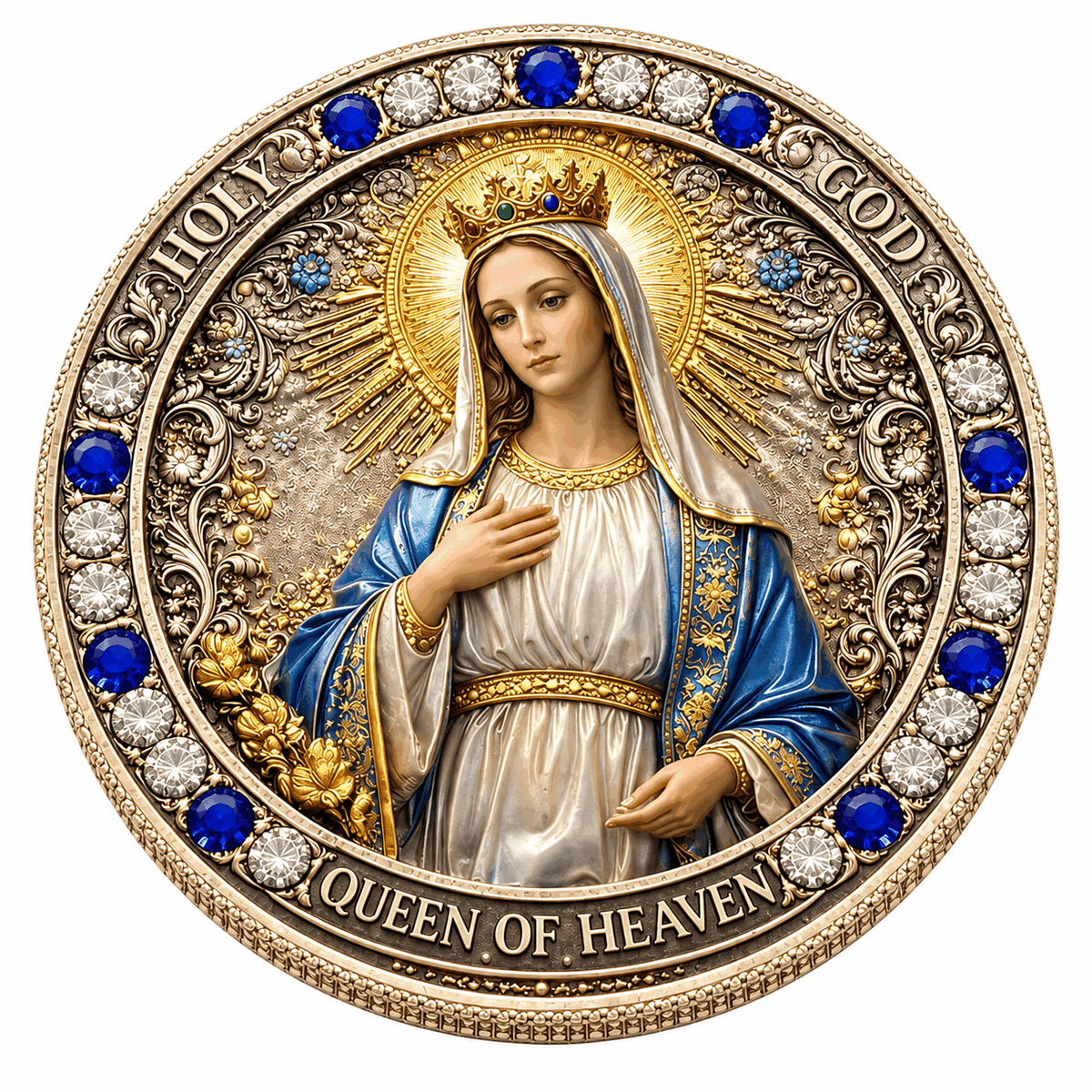 3D Lord’s Prayer & Queen of Heaven Collectible Coin – Religious Faith Keepsake