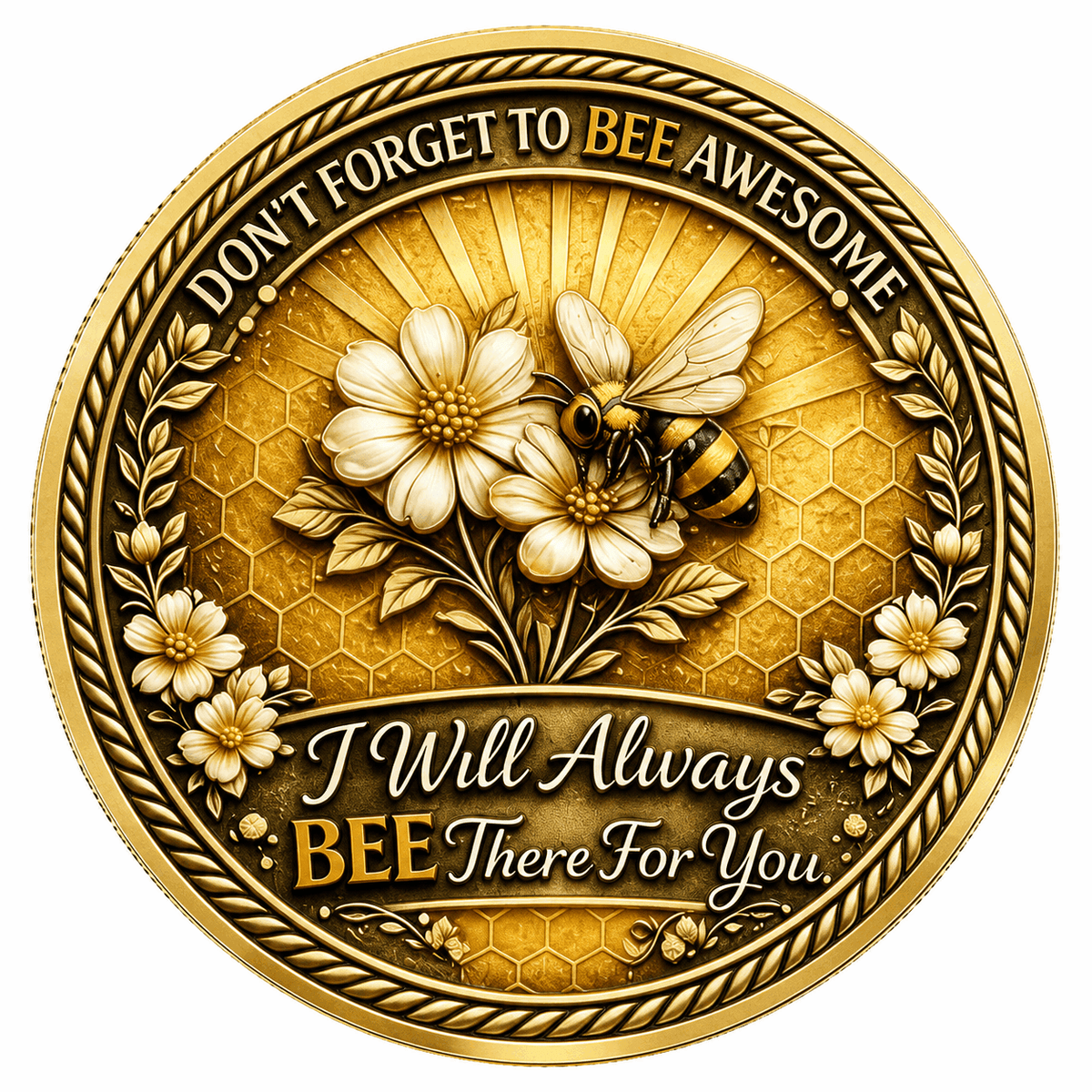 3D Bee Positive Commemorative Coin – “Bee Kind, Bee Grateful” Inspirational Collectible