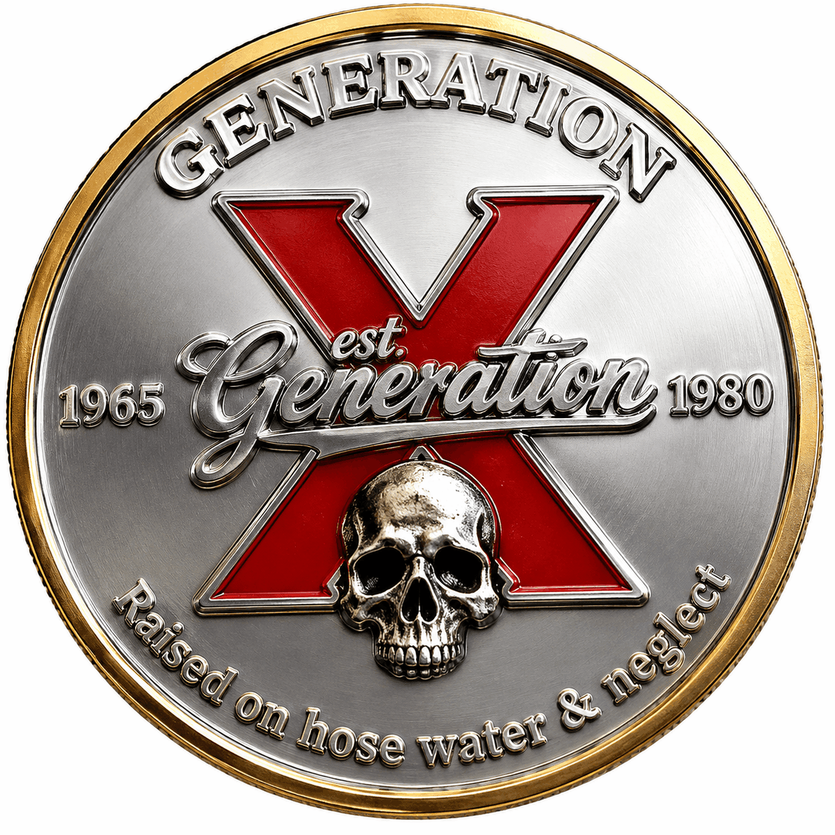 3D Gen X Generation Commemorative Coin – Raised on Hose Water & Neglect