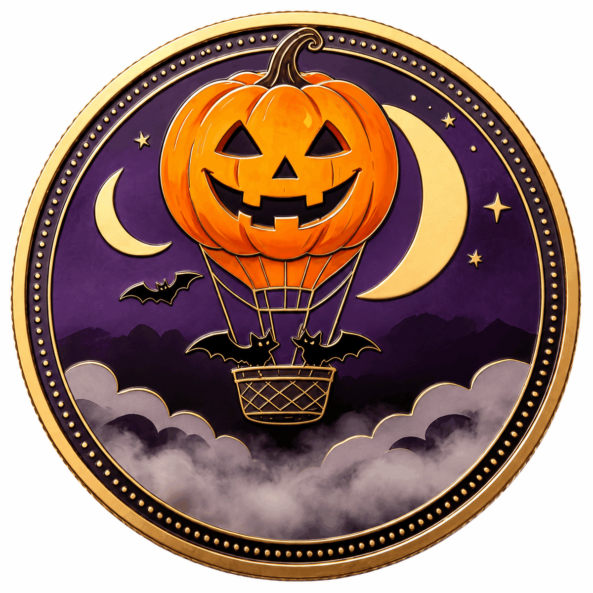 🎃 Halloween Pumpkin Night Commemorative Coin – Moonlight Carnival Collectible
