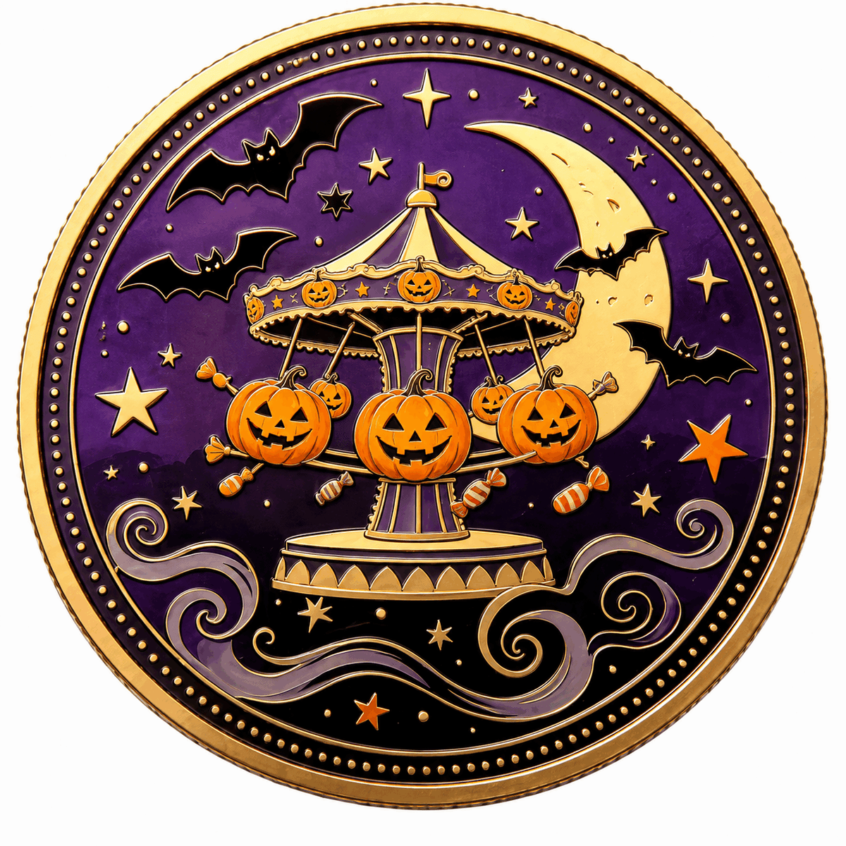 🎃 Halloween Pumpkin Night Commemorative Coin – Moonlight Carnival Collectible
