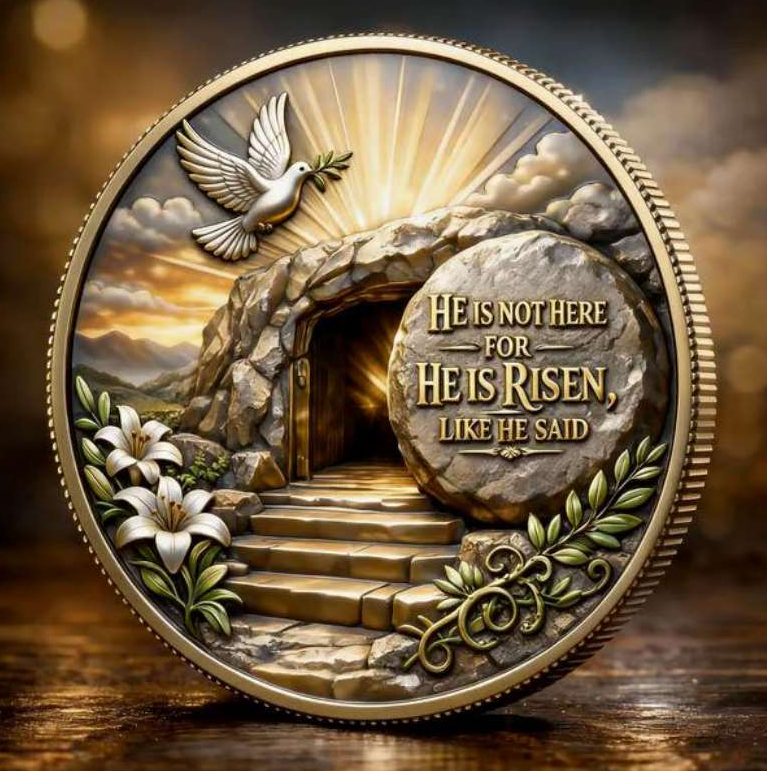 3D High-Relief Jesus Resurrection Commemorative Coin – Christian Faith & Easter Keepsake