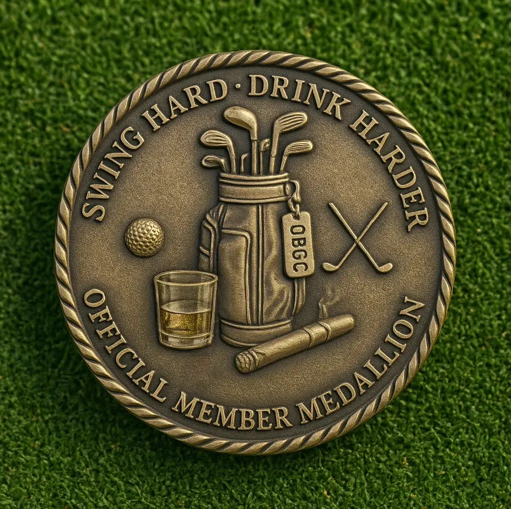 3D High-Relief Old Bastards Golf Club Medallion – Funny Golfer Collectible Coin