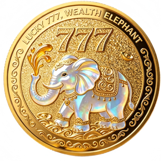 3D Lucky 777 Elephant Commemorative Coin – Abundance, Wealth & Prosperity Collectible
