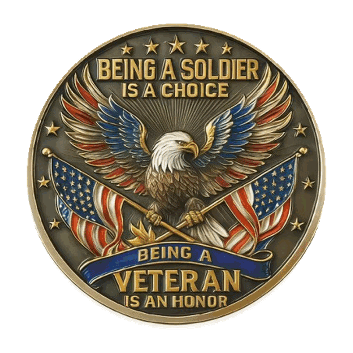 3D Veteran Honor & Freedom Commemorative Coin – Proud to Serve, Honored to Sacrifice