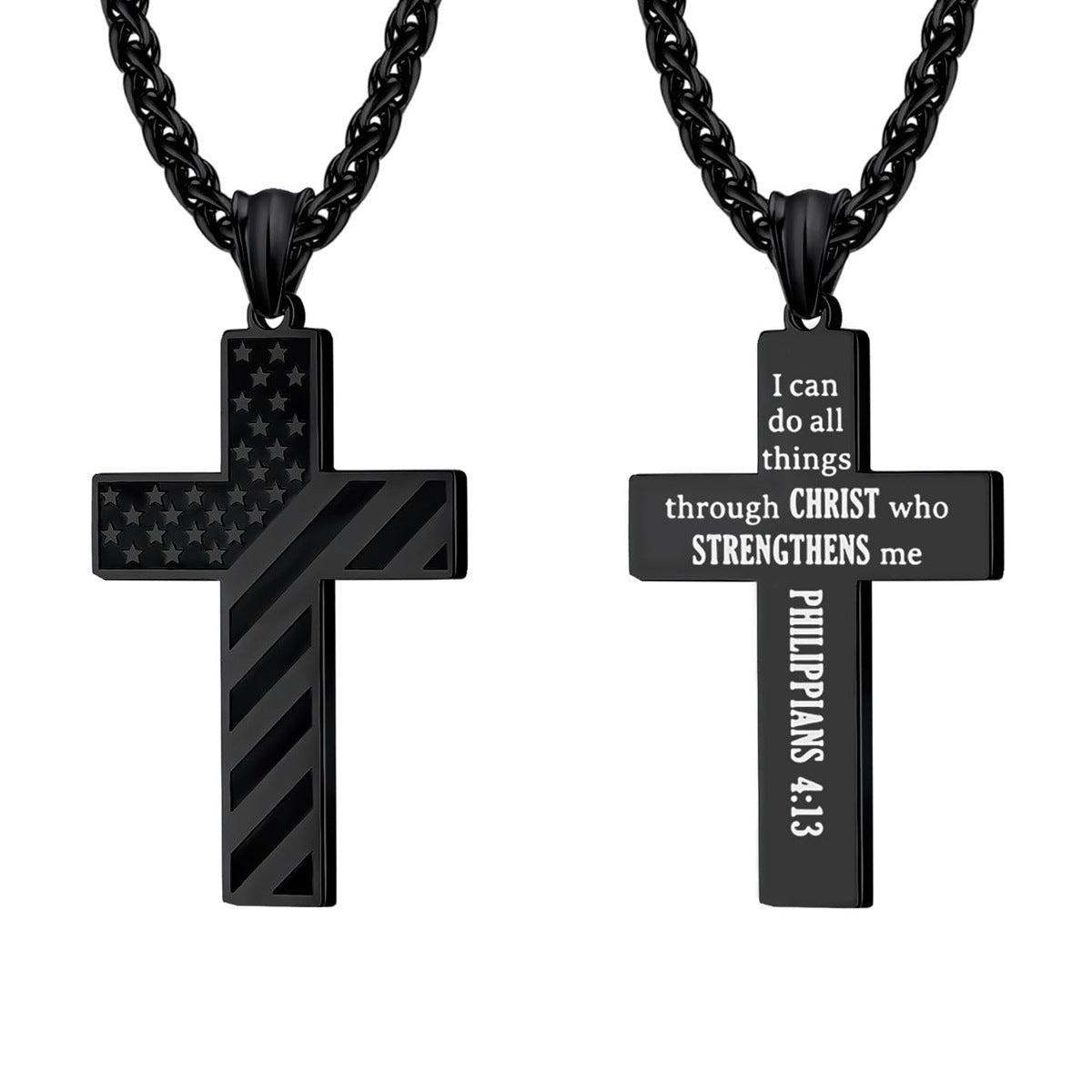 Men's American Flag Cross Necklace