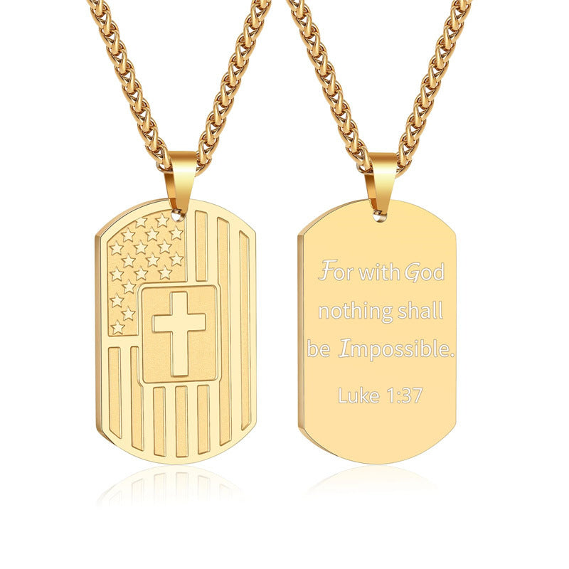 Men's Military Brand Cross Pendant Necklace