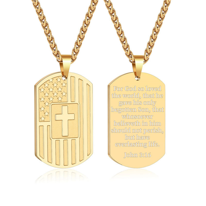 Men's Military Brand Cross Pendant Necklace
