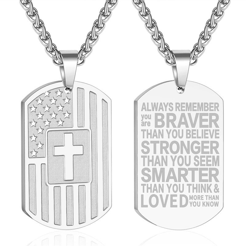 Men's Military Brand Cross Pendant Necklace