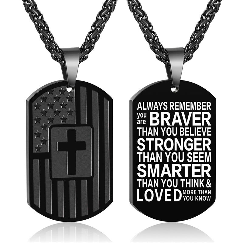 Men's Military Brand Cross Pendant Necklace