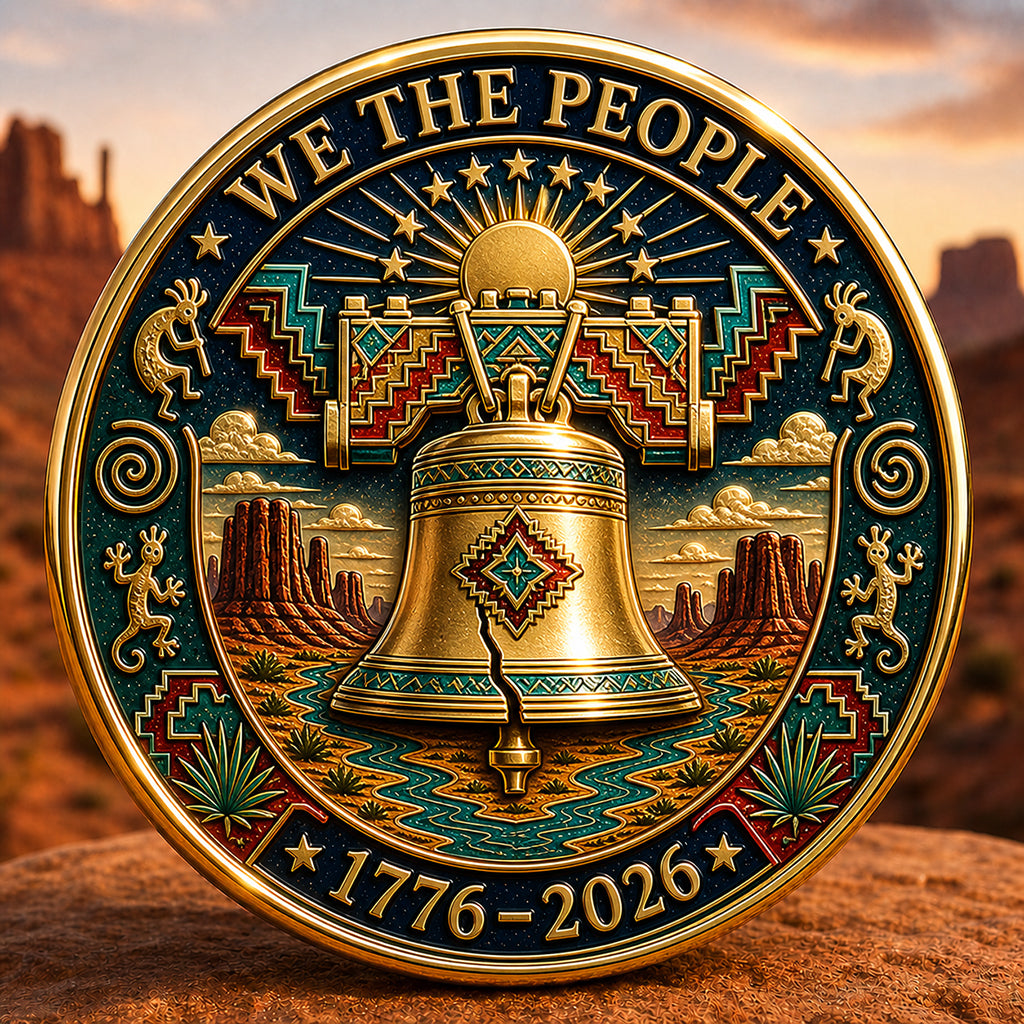 America 250th Anniversary Commemorative Coin – Southwestern Eagle & Liberty Bell Collectible Medal, 1776–2026 Patriotic Keepsake Gift