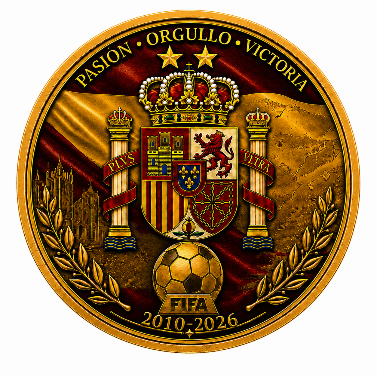 ⭐⭐ NEW ARRIVAL | 3D Spain Two-Star World Champions Commemorative Coin (2010–2026)