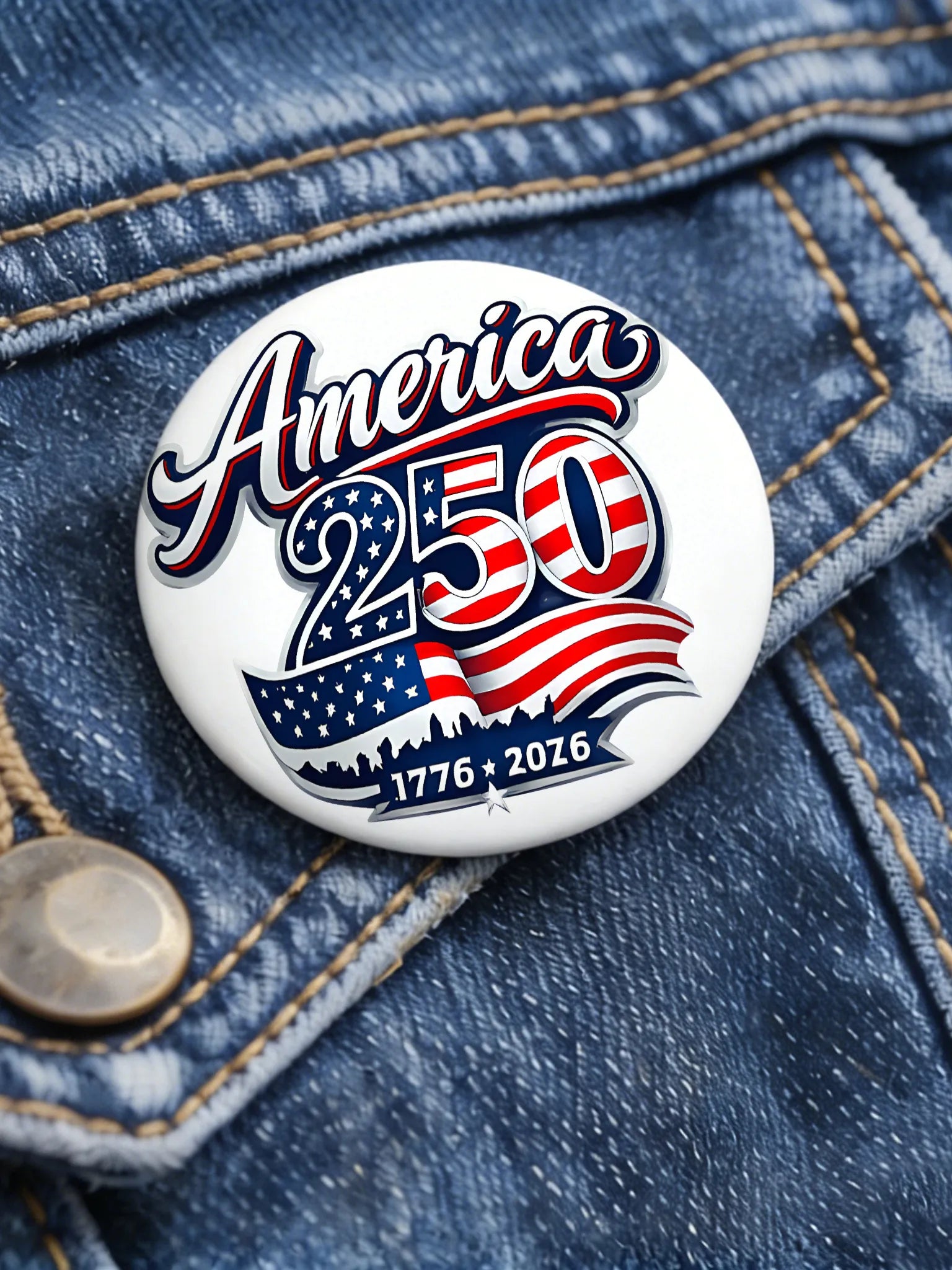 Unisex US 250 Print Pin-Back Button