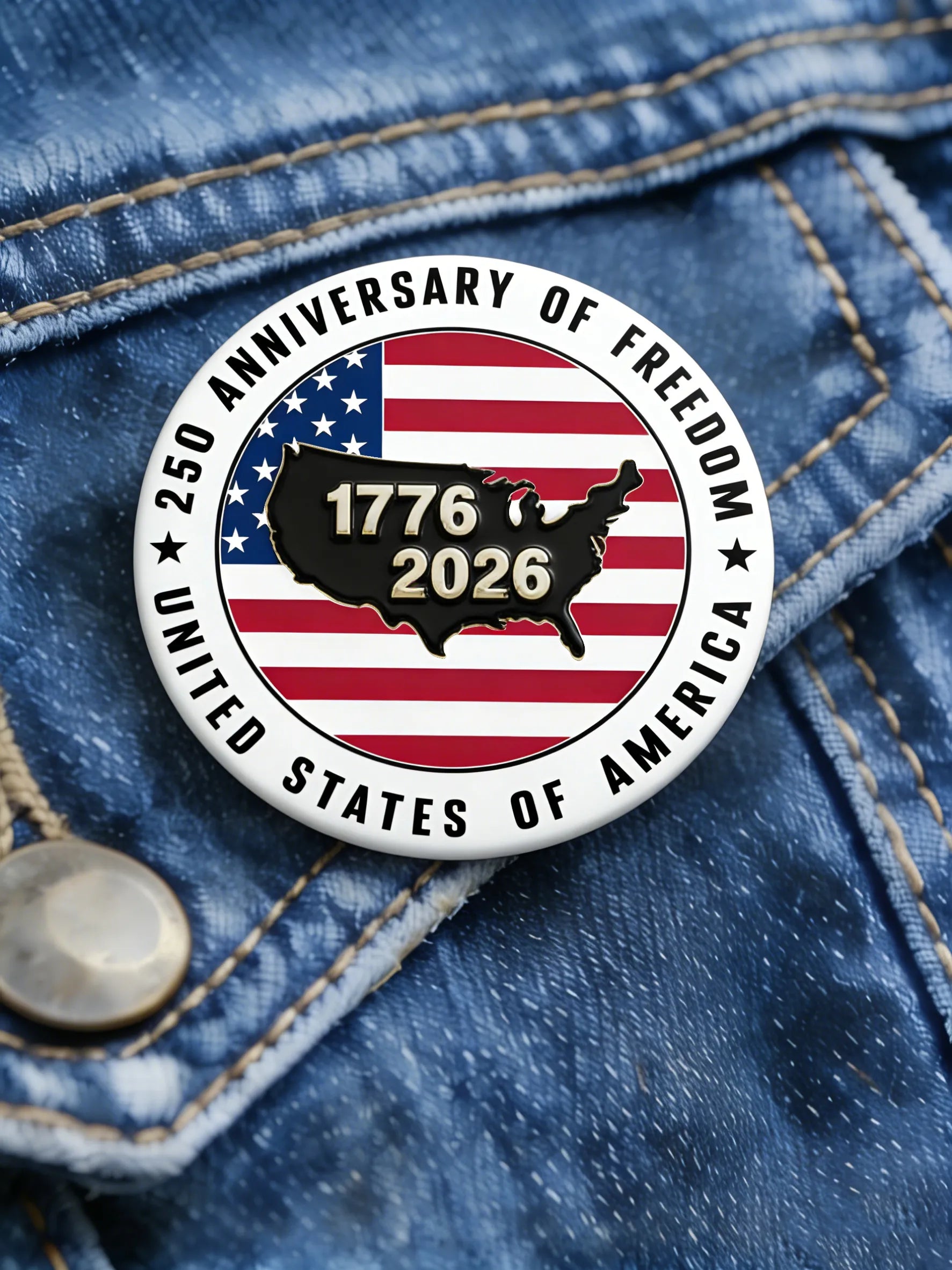 Unisex US 250 Print Pin-Back Button