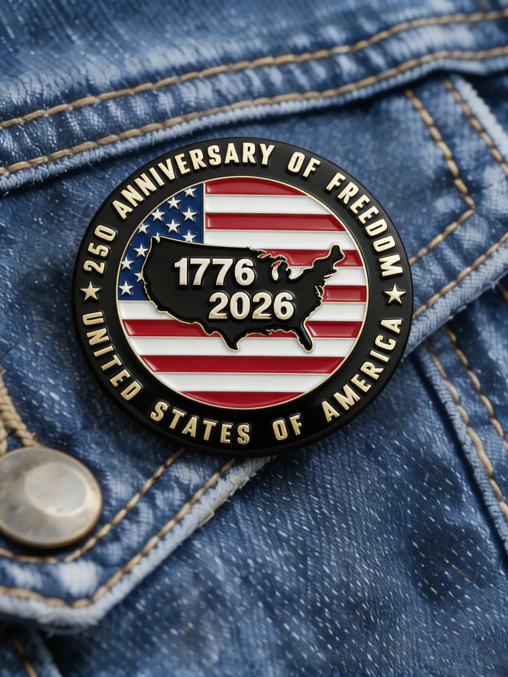 Unisex US 250 Print Pin-Back Button