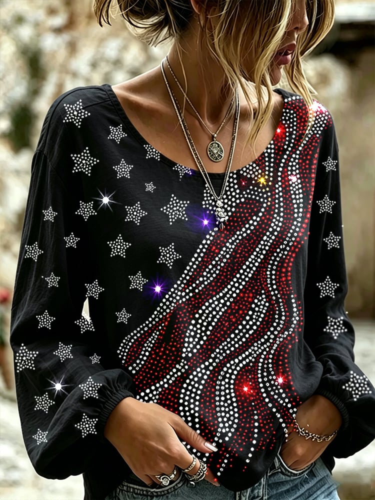 🗽Women's Pink Gradient Print Cotton-Linen Shirt