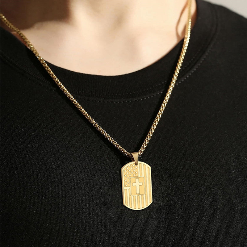 Men's Military Brand Cross Pendant Necklace