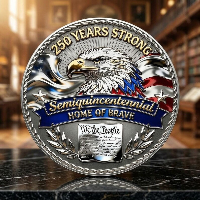 3D America 250th Anniversary Commemorative Coin – 1776–2026 Eagle & Statue of Liberty Collectible